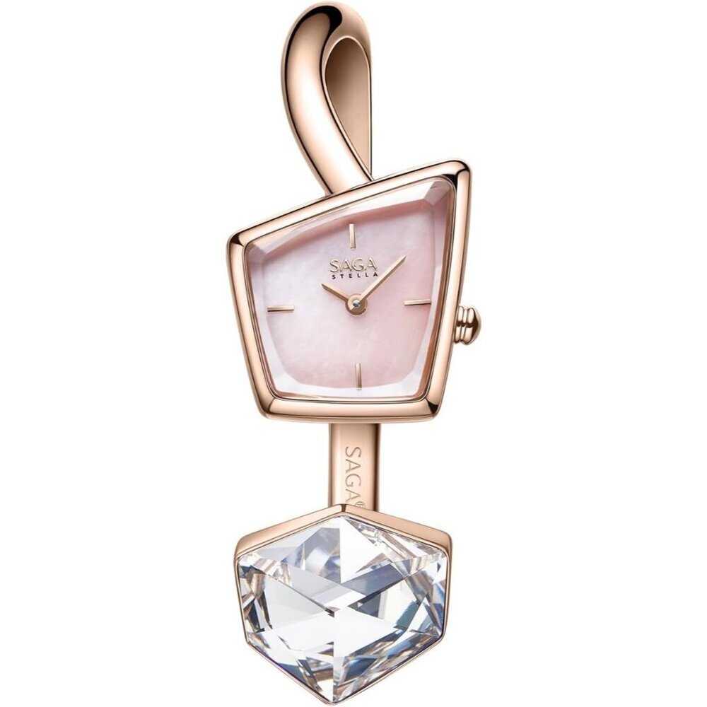 Women's Rose Gold Cuff Bangle Quartz Watch Shaped Mineral Case Stainless Steel